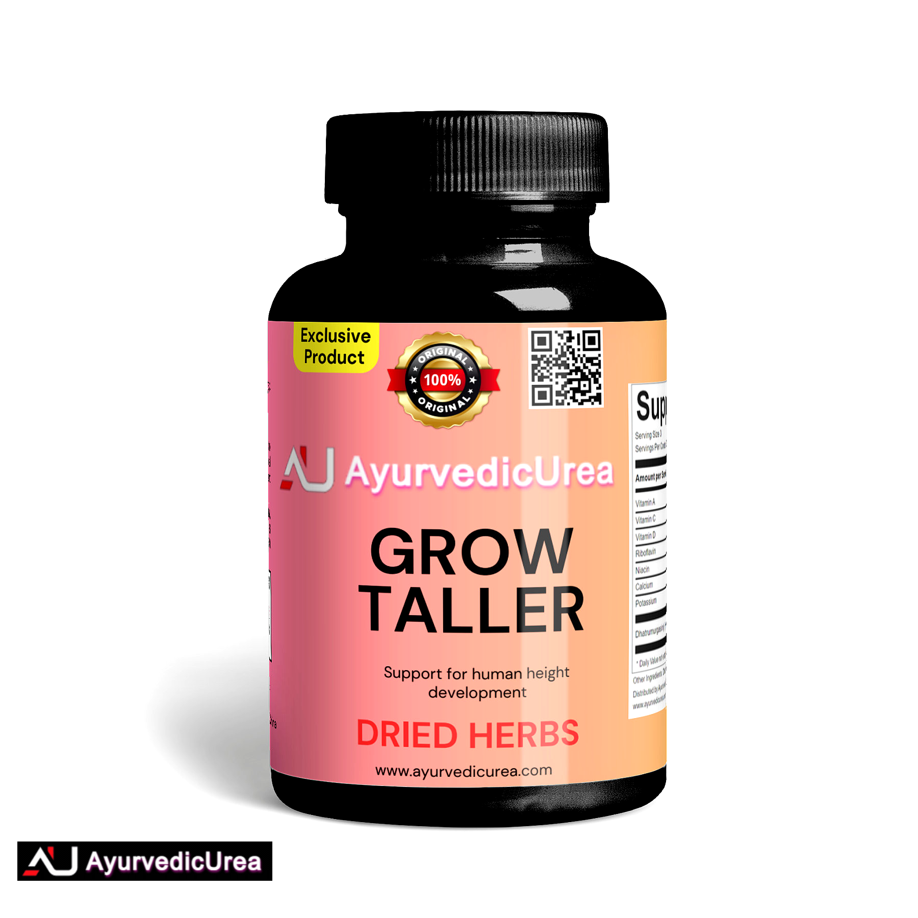 AyurvedicUrea herbal supplement in dried herb form, designed to support height growth and bone health.